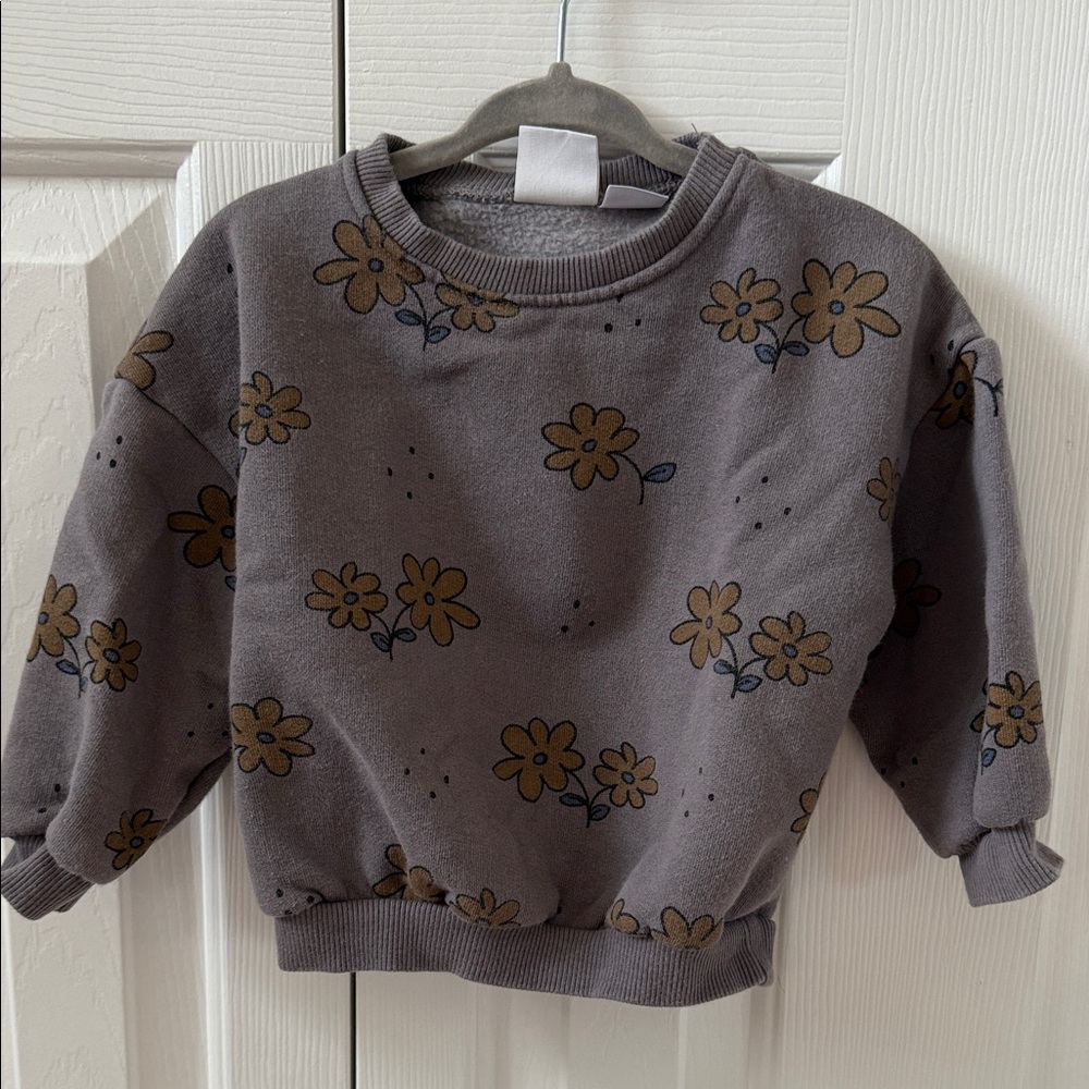 Zara Kids Floral Sweatshirt - Gray and Brown